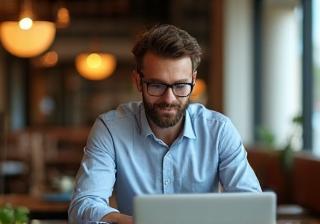 Entrepreneur working on laptop
