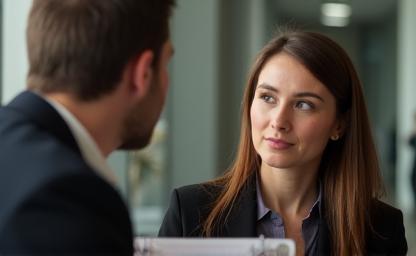 Two people in discussion, focusing on communication